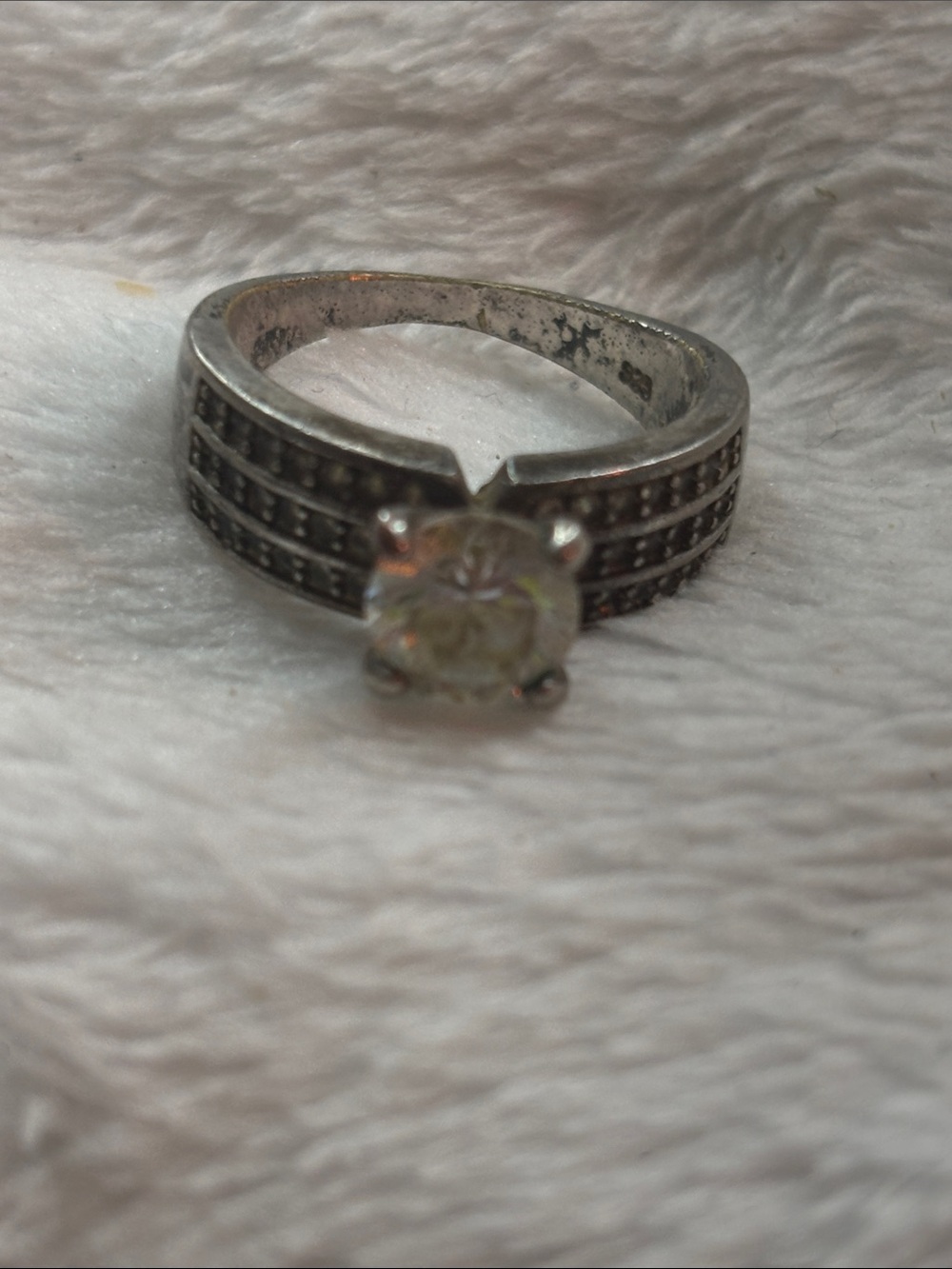 .925 stamped Silver  Clear Stone Solitaire Ring - Women's Jewelry
